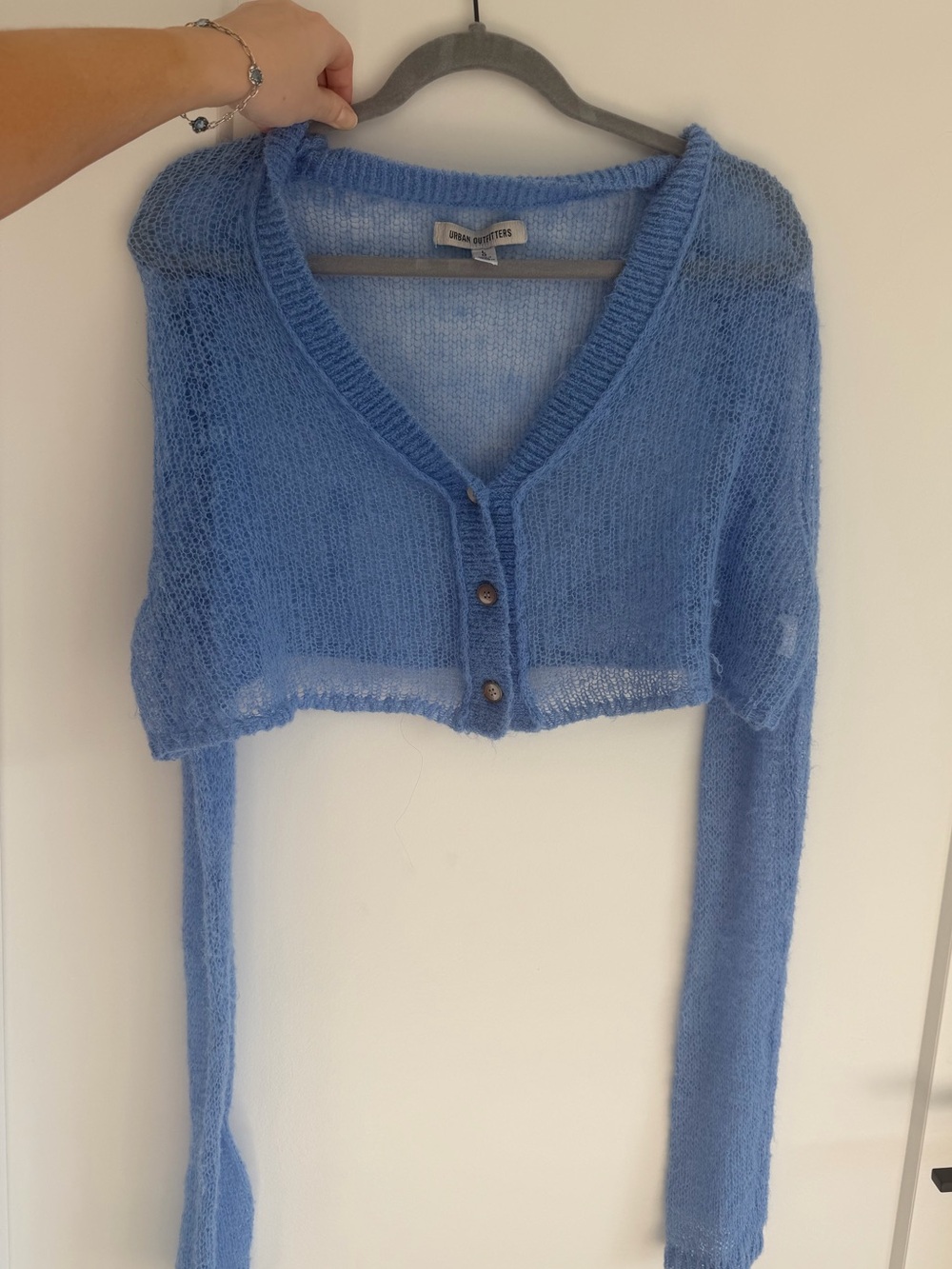 Urban Outfitters Light Blue Cropped V-Neck Cardigan